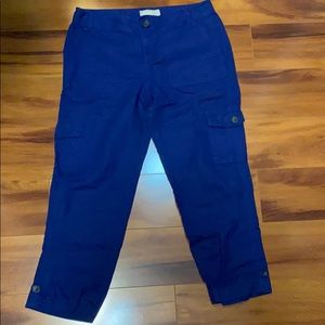 BR blue linen capris pants